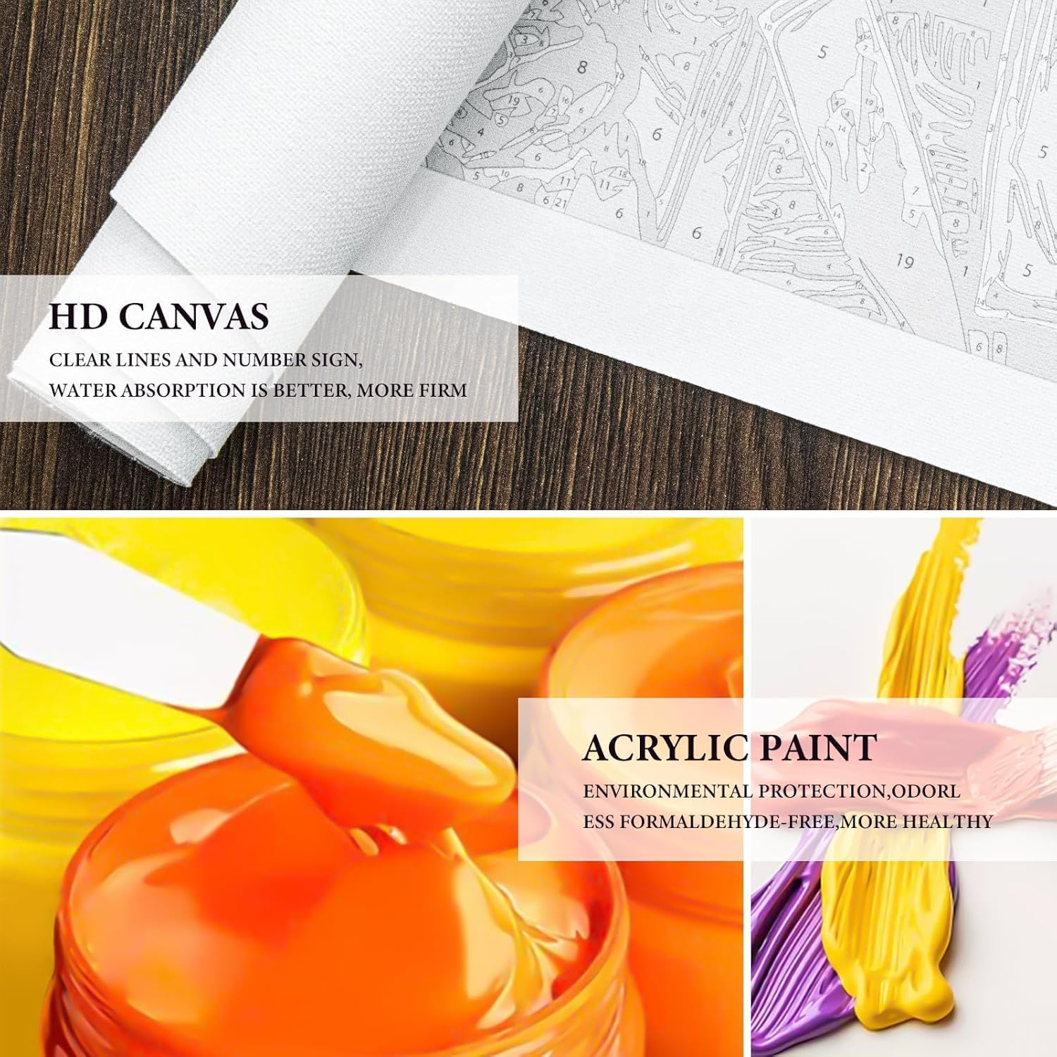 Paint by Number for Adults. Lily Paint by Numbers for Adults Beginner Drawing Paintwork with 3 Paintbrushes Paint Canvas Oil Painting 16&rdquo; X 20&rdquo;