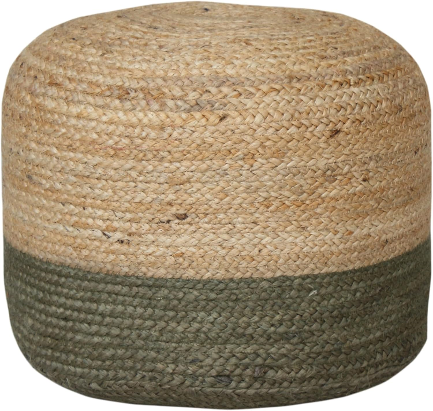 La'Grace Home Ombre Hand Braided Jute Cotton Pouf Ottoman, Jute Charcoal image number 6