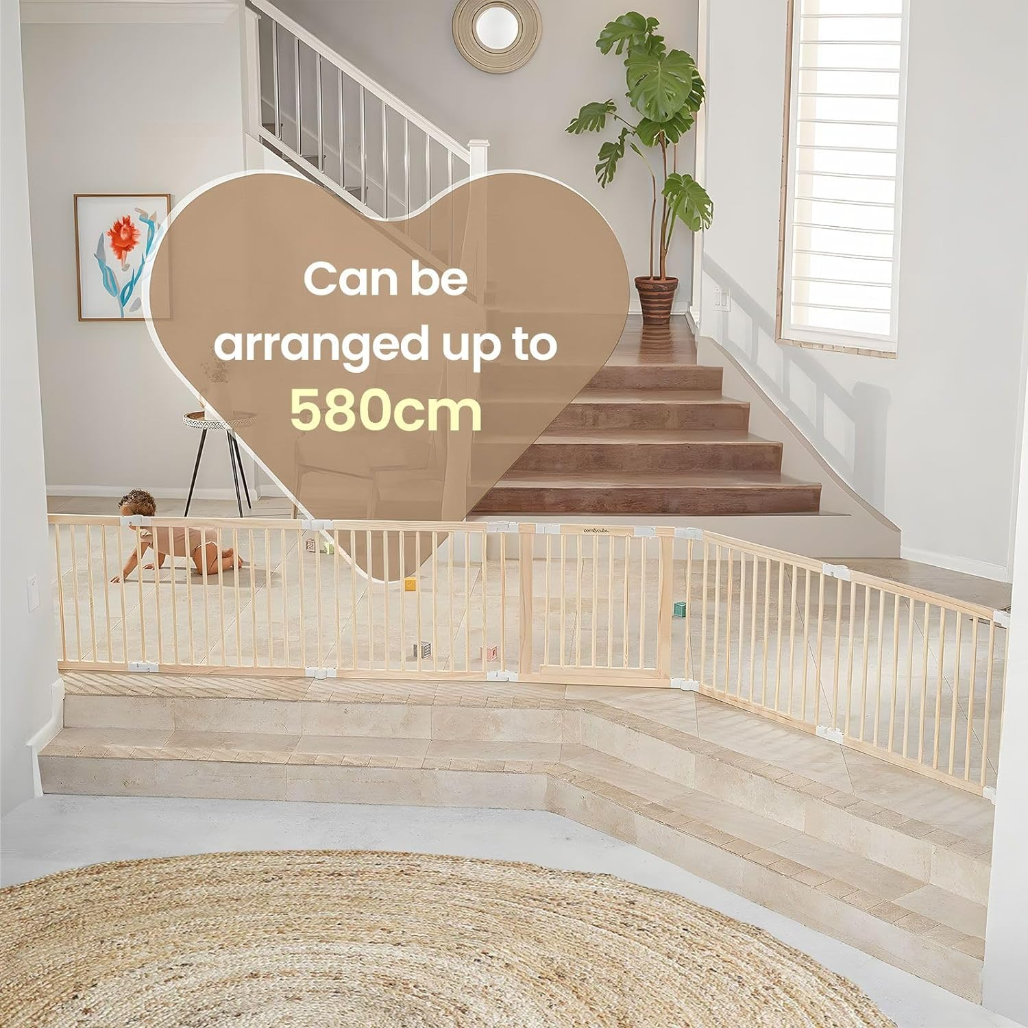 Pet Scene Wooden Pet Playpen Gate 8 Panel for Kids Pet Dog Safety Fence Activity Centre Play Yard Pen Foldable Travel Guard image number 6