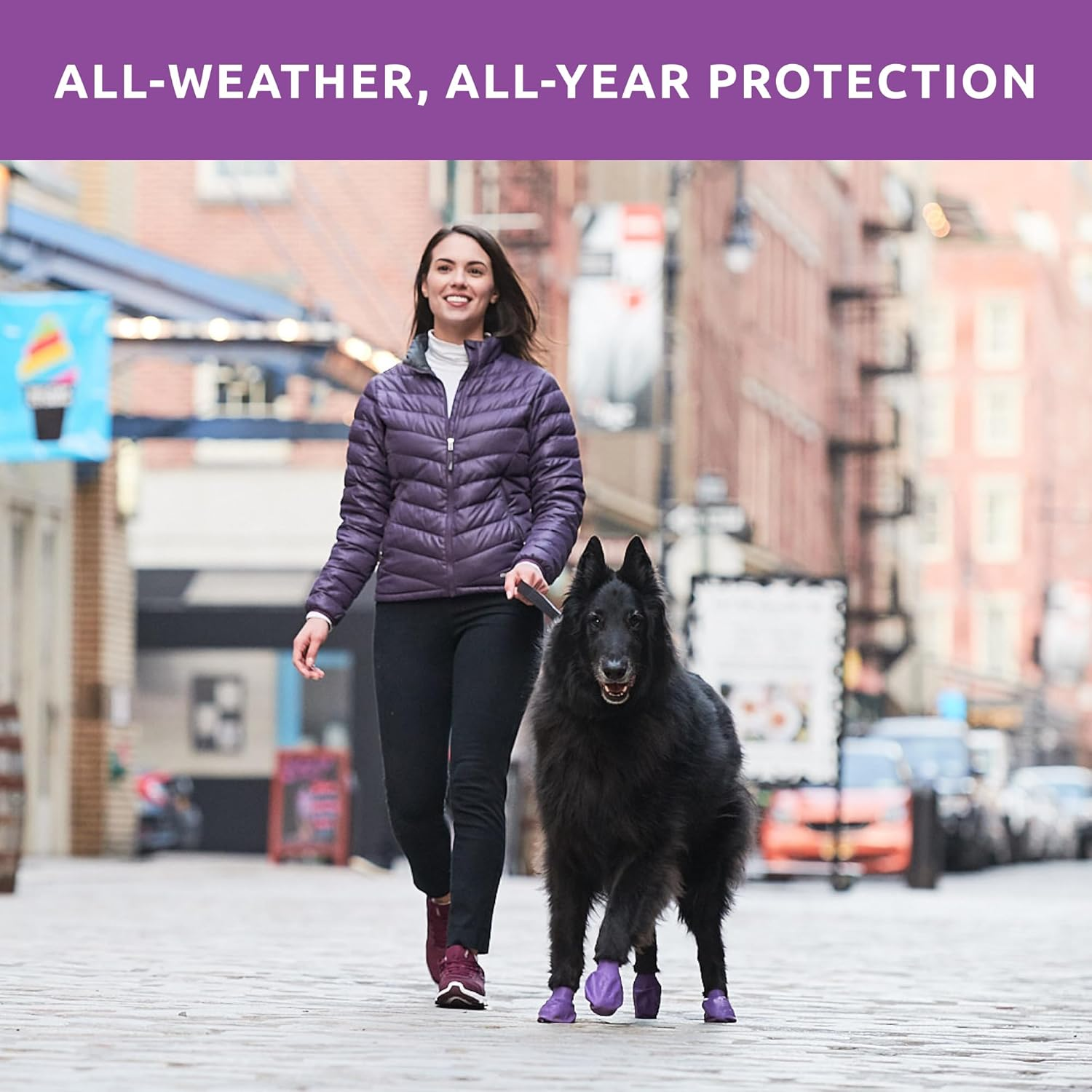 Pawz Purple Water-Proof Dog Boots, Large, Paws 3" to 4"(12 Disposable-Reusable Boots) image number 3