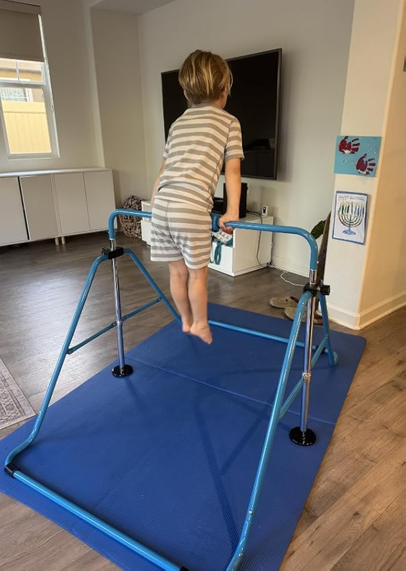 Safly Fun Expandable Gymnastics Bars Junior Training Bar Gymnastic Folding Horizontal Bars with Mat for Kids image number 6