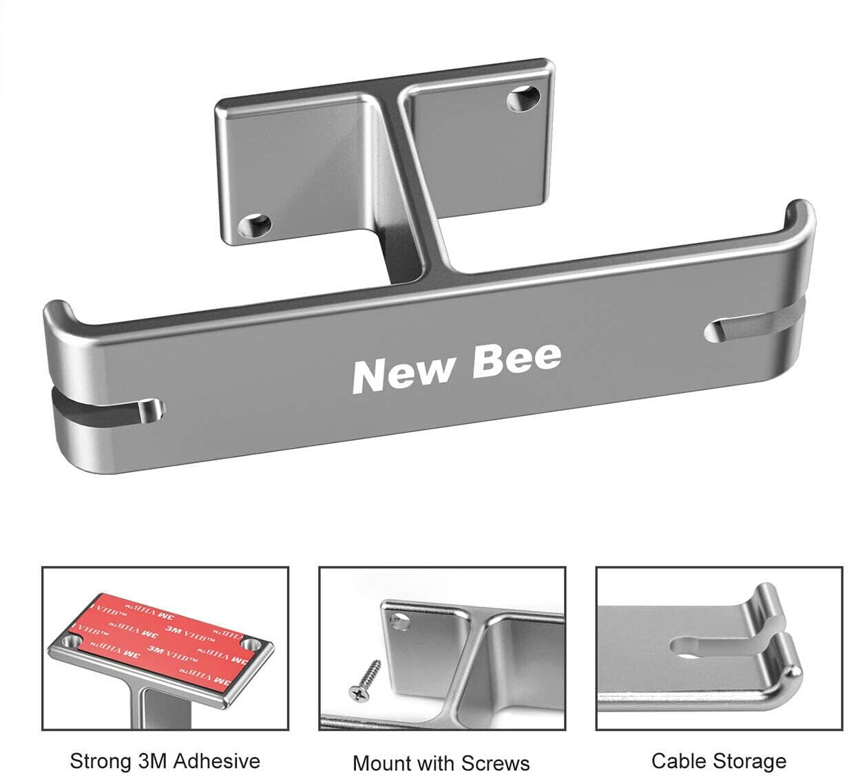 AIMALL Universal DJ Headphone Hanger Hook - Dual Headset Mount Holder under Desk with Cable Organizer, Sturdy Aluminum Alloy, Easy Installation - Black image number 4