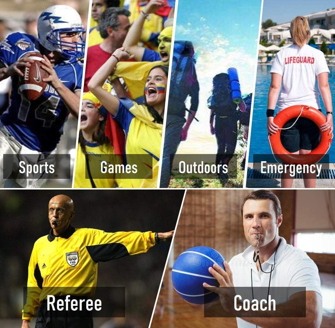 6Pcs Whistle, Sports Whistles with Lanyard, Loud Crisp Sound Whistles Great for Referees, Coaches, Teachers, Polices, Training, Outdoor Sports image number 1