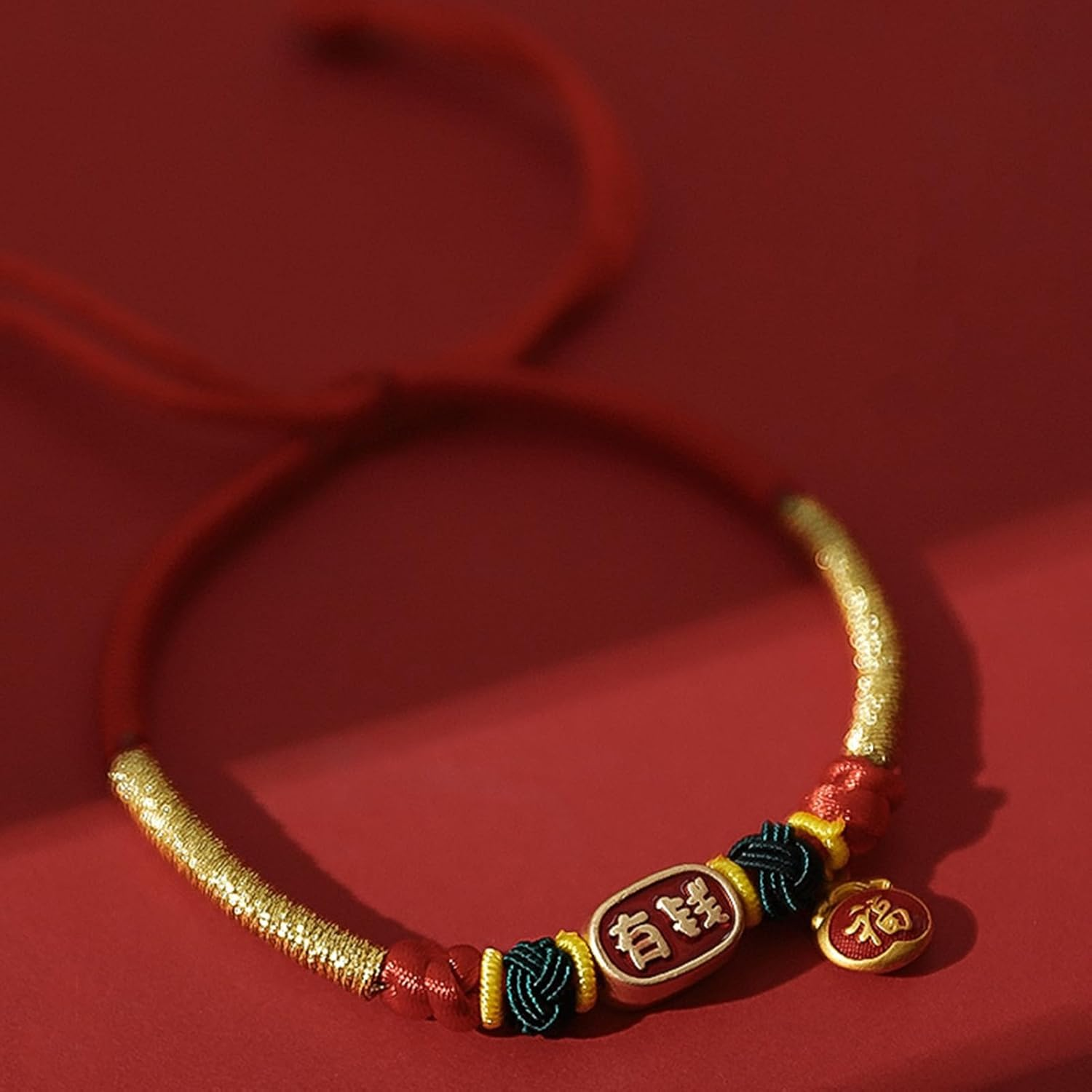 Knitting Cat Collars, Handcraft Adjustable Pet Knit Necklace Fashionable Pet Collar, Handmade Cat Collar Puppy Collar Kitten Necklace(S(19‑35Cm / 7.48‑13.78In)-Red Rope(Rich and Wilful)) image number 1