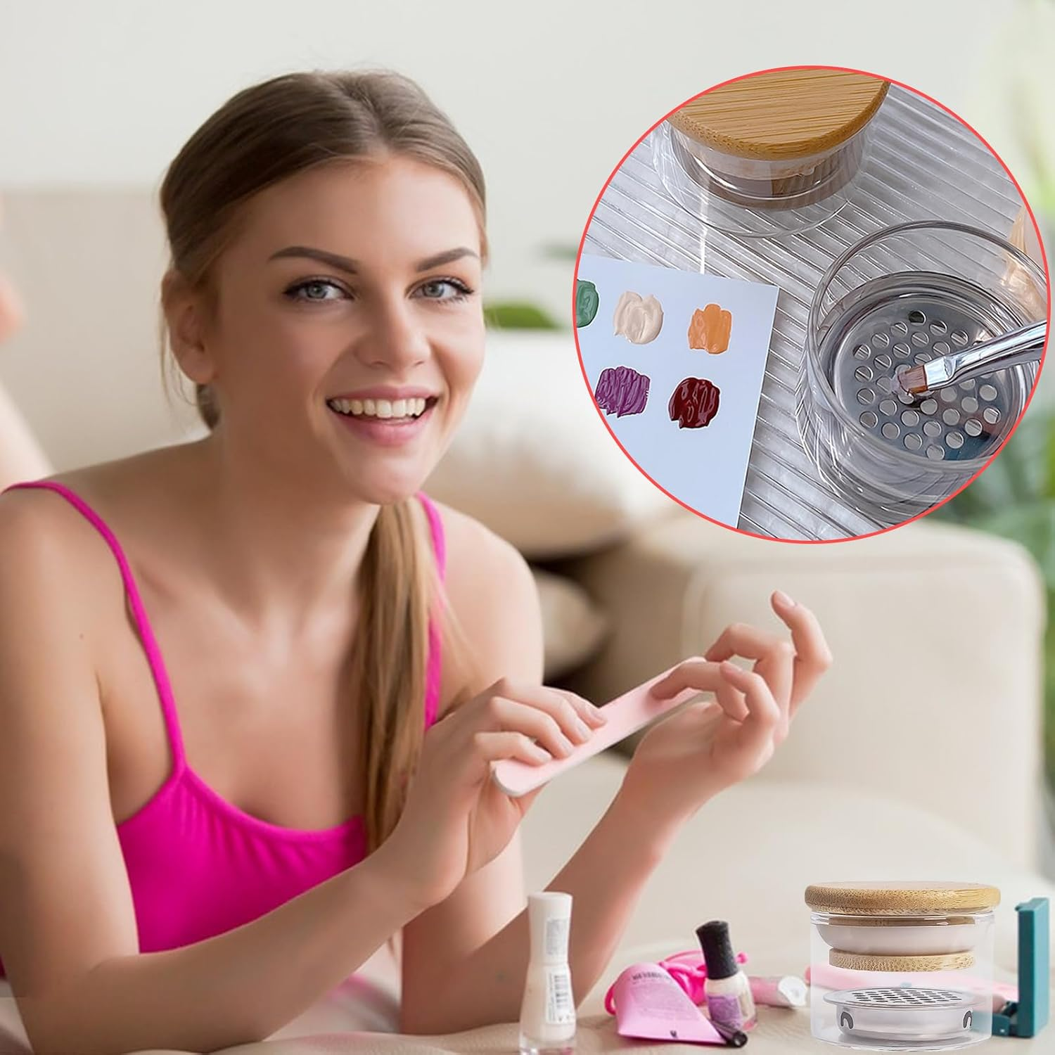 Nail Brush Cleaning Cup | 4.8X3.8Cm Acrylic Nails Brushes Cleaner | Tools | Glitter Brush Cups | Cleanings Tool, Storage Container, Portable Filter for Salon, Home, Travel, Manicure image number 5