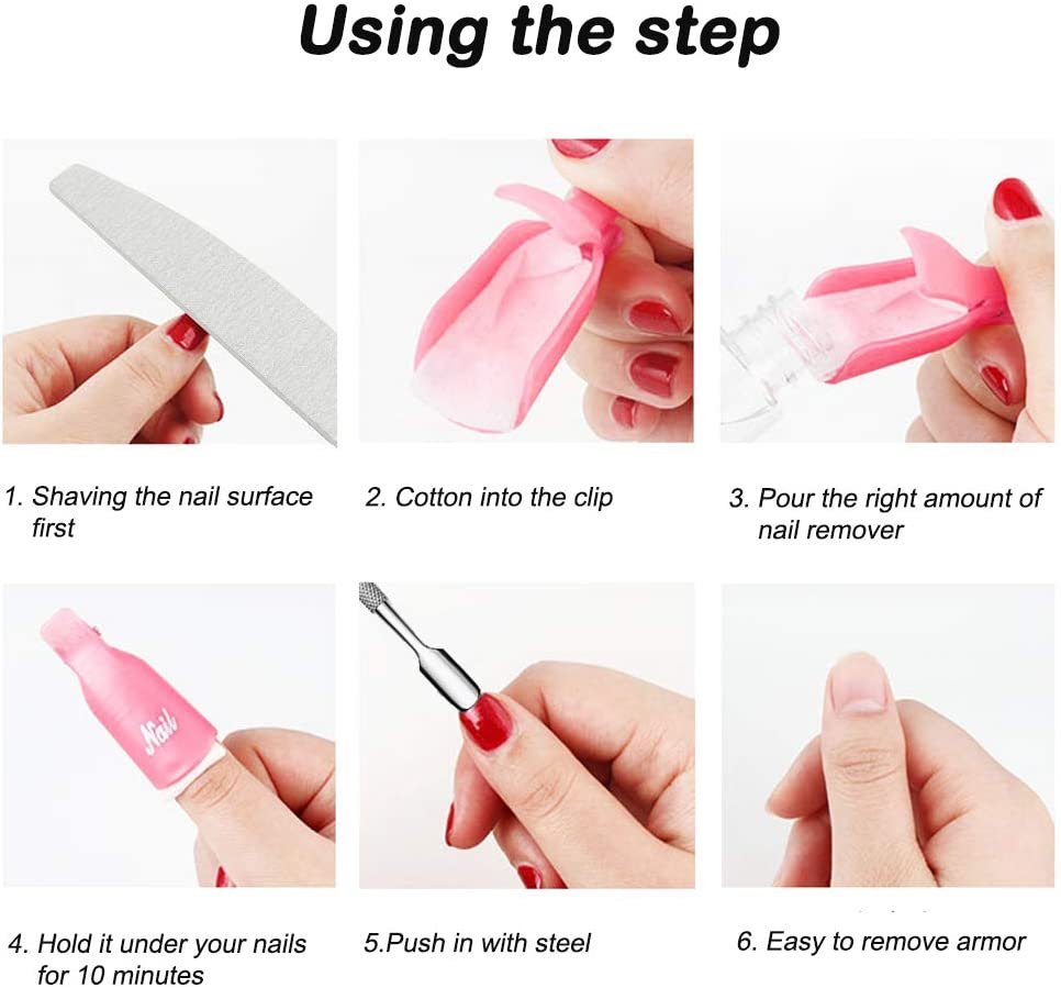 Nail Polish Remover Kit,Sonku Stainless Steel Triangle Cuticle Scraper and Double Head Pusher with 2 Pcs Grey Nail Files 10 Pcs Pink Nail Clips 600 Pcs Nail Wipe Cotton Pads image number 2