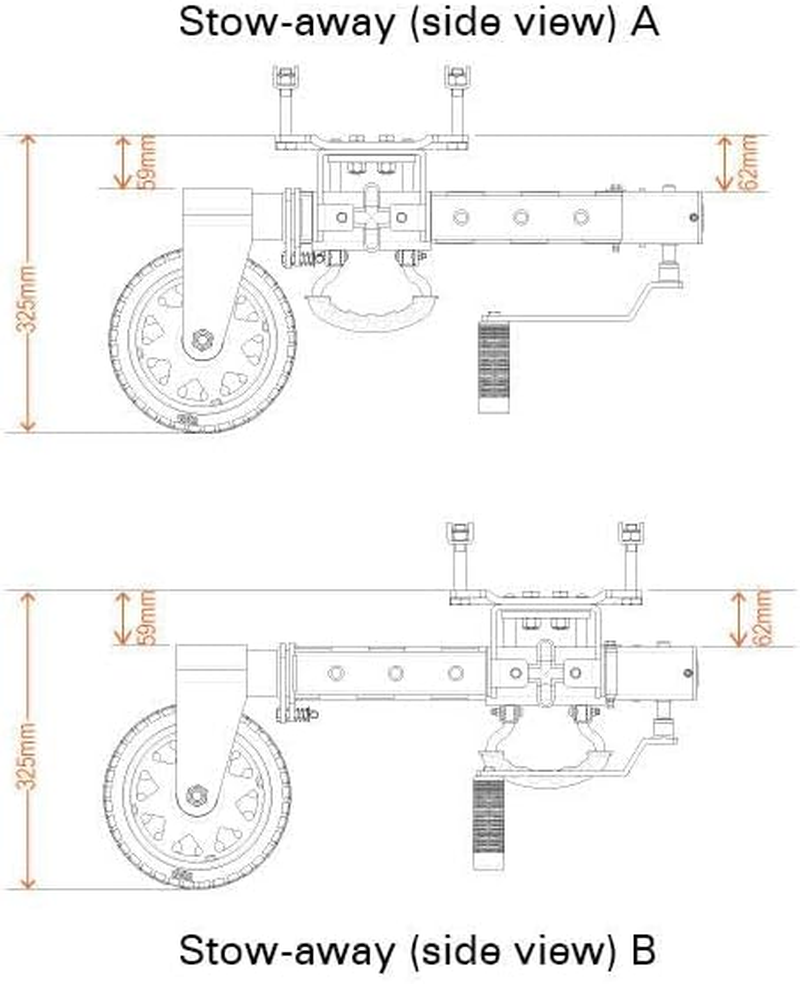 ARK Extreme Off-Road Jockey Wheel 750Kg Rated Adjustable Height Dual 285Mm