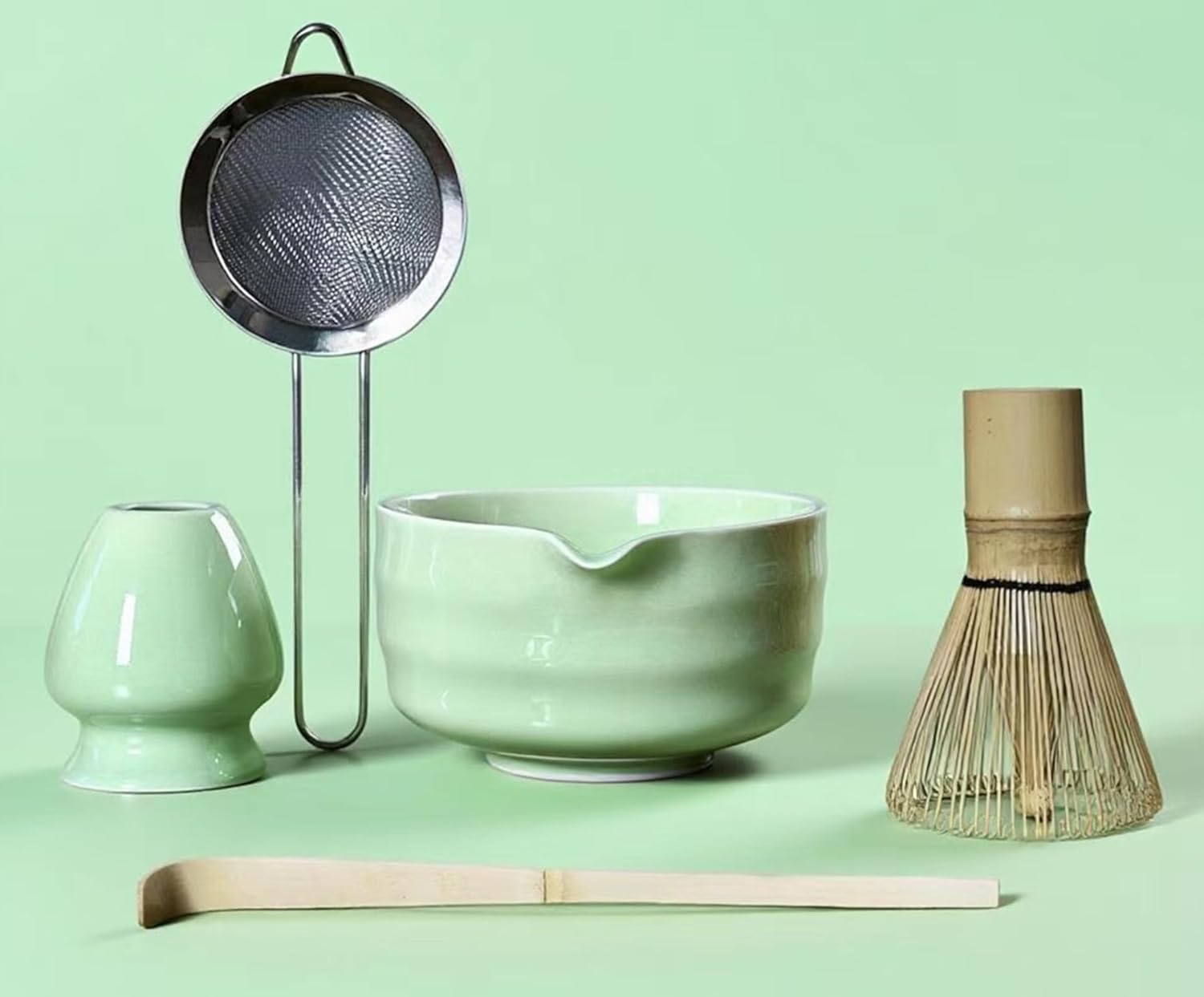 5 Pcs Matcha Whisk Set, Ceramic Matcha Whisk for Tea Ceremony, Matcha Set Whisk and Bowl, for Matcha Lover and Starters(Spotty Black)