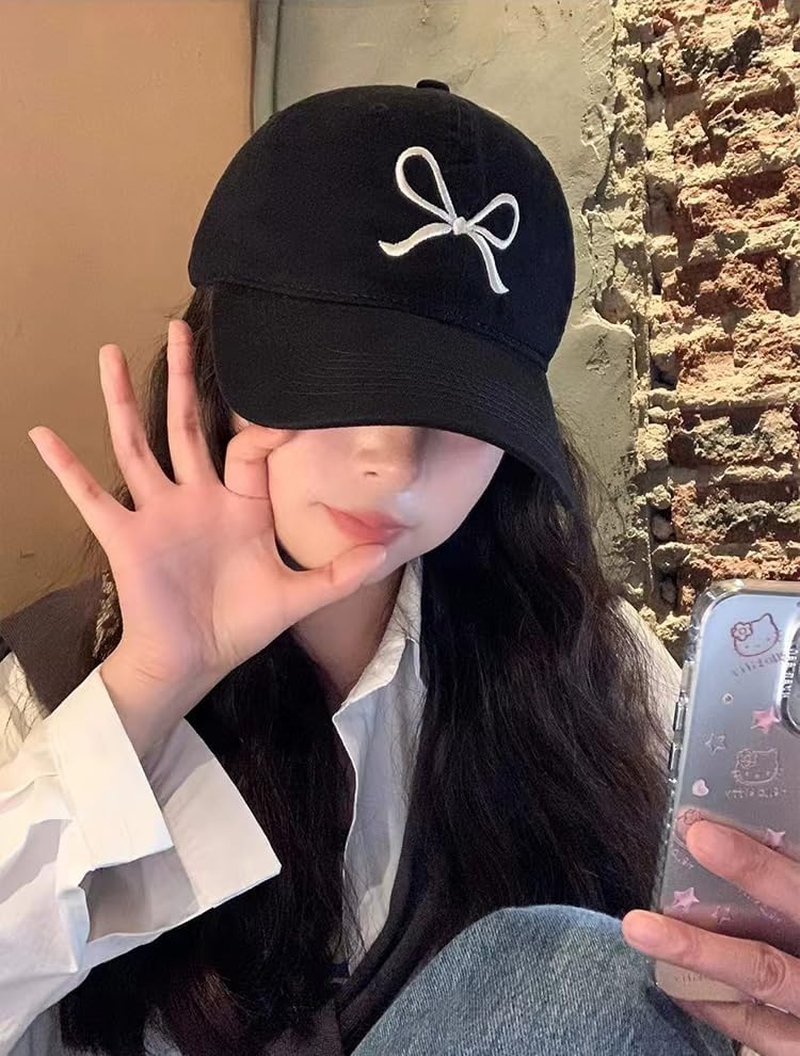 Trendy Bow-Tie Baseball Cap for Women and Men Trucker Hats Y2K Adjustable Fashion Sun Hat with Visor for Hiking & Travel image number 5