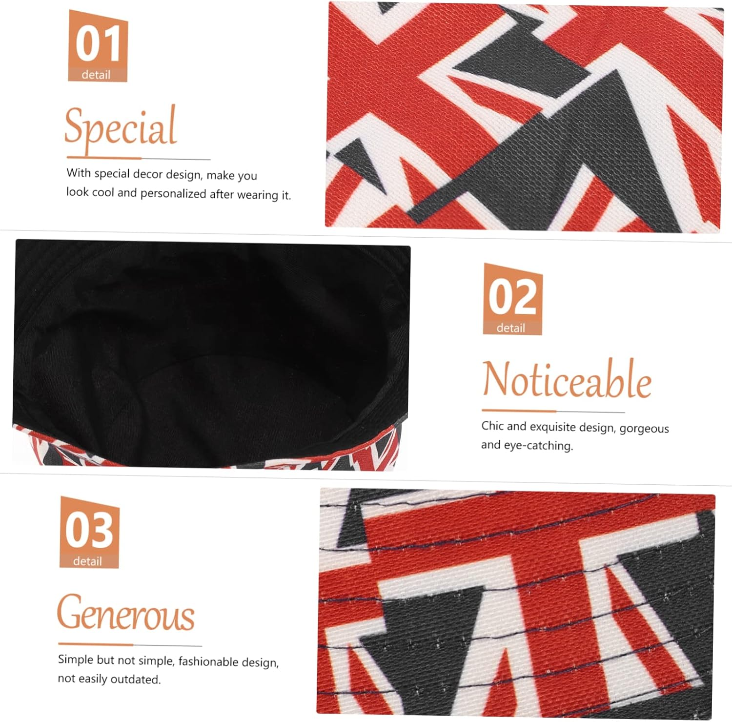 HAPINARY Reversible Union Jack Bucket Hat for Women Teen Girls Fashionable Sun Fits for Festivals Outdoor Activities Unique Flag Print Design Red image number 6