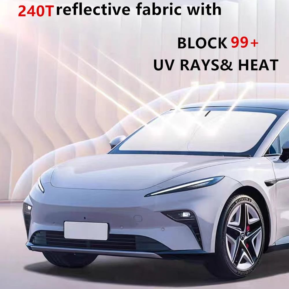Windshield Sun Shade Fit for Subaru XV Crosstrek 2018-2023, Foldable 240 T Car Front Window Sunshade Accessories Sun Visor Protector Reflective Cover Block UV Rays & Sun Heat image number 2