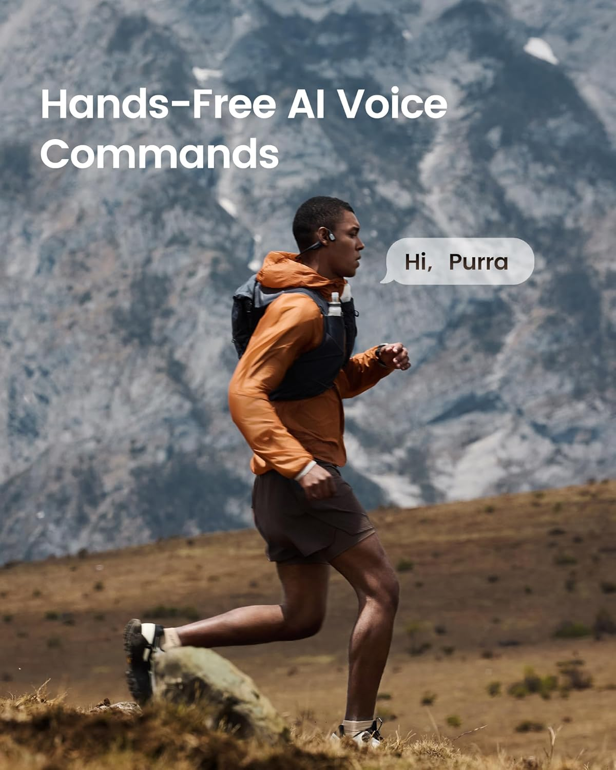 Mojawa Purra Run Bone Conduction Sport Headphones, Open-Ear Bluetooth Headphones with Mic, IP67 Waterproof, Deep Bass, Voice Control, Secure Fit for Running, Cycling, and Workout (Black) image number 2