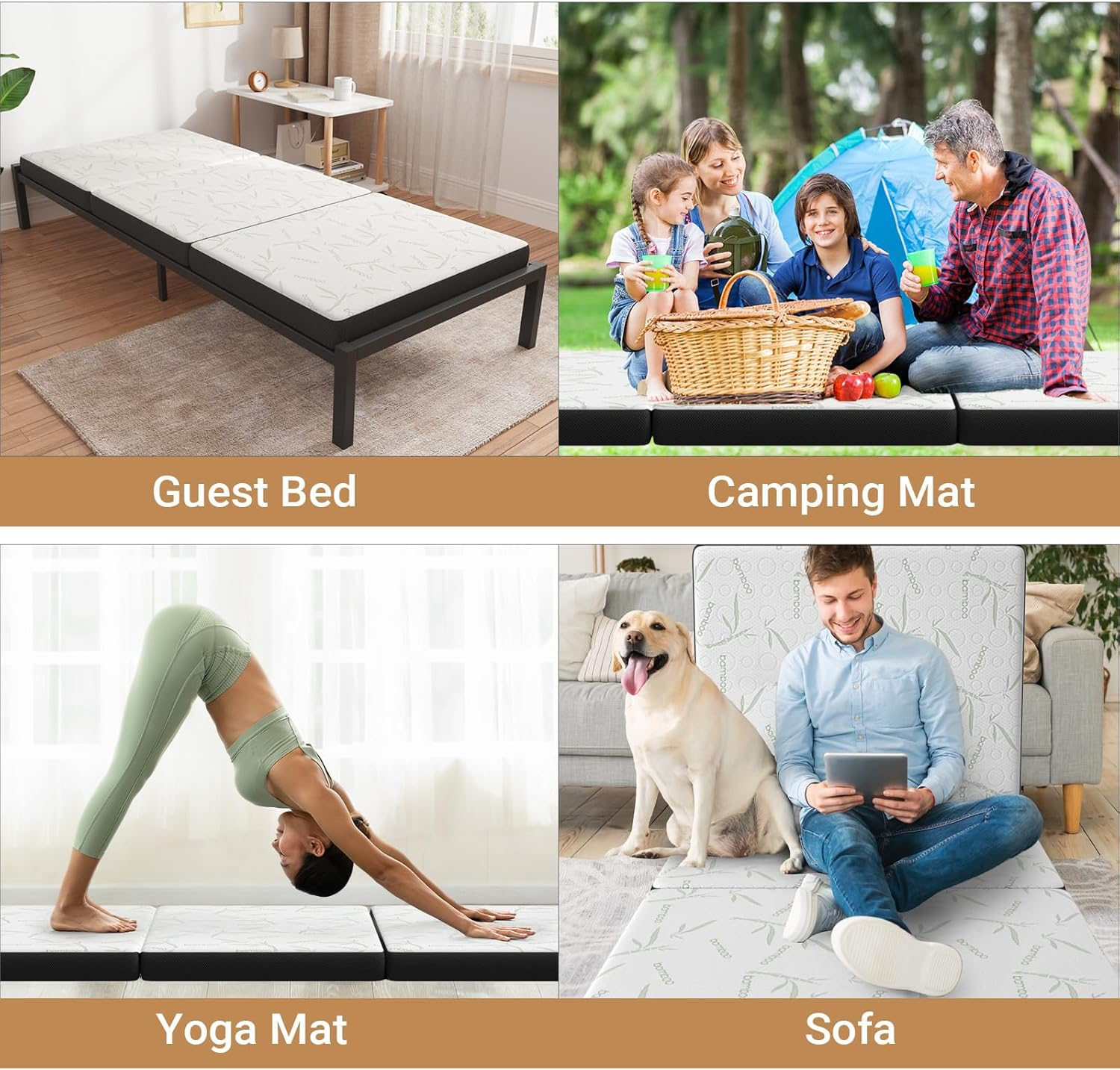 ADVWIN Foldable Mattress, Trifold Folding Foam Mattress, Portable Camping Mat Travel Cushion, Linen Sofa Lounge Bed Floor Pad for Home Office, 189 * 71 * 10Cm