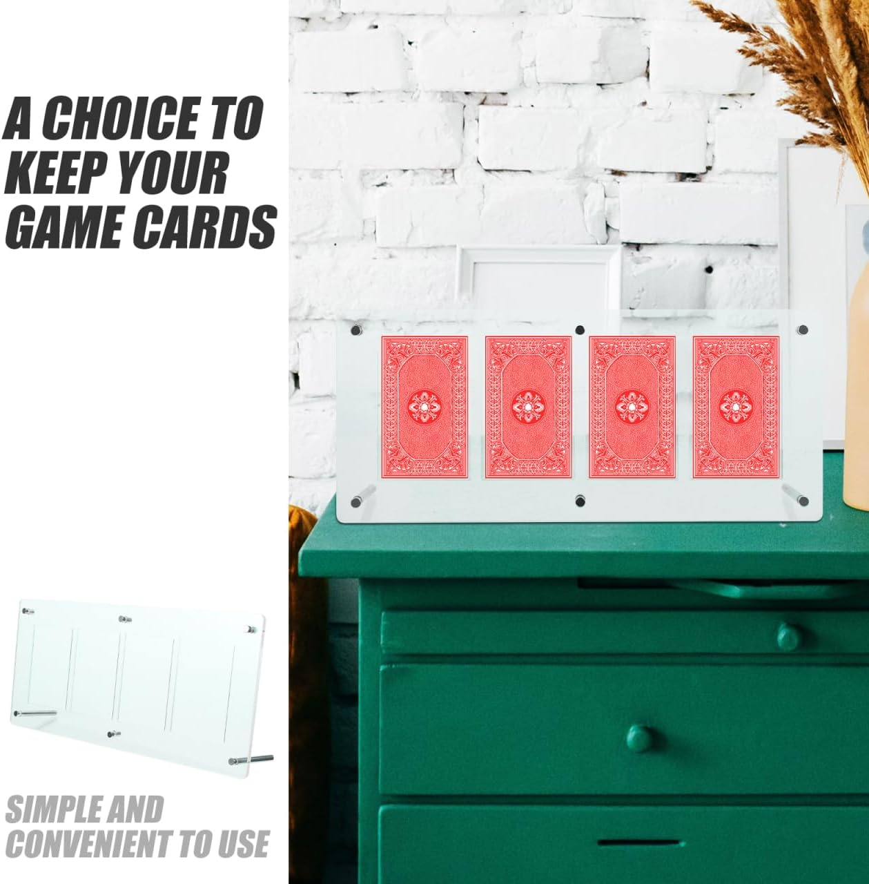 Totority Card Display Stand with Four Slots Acrylic Organizer for Trading Cards Sports Cards Game Cards Desktop Display Rack