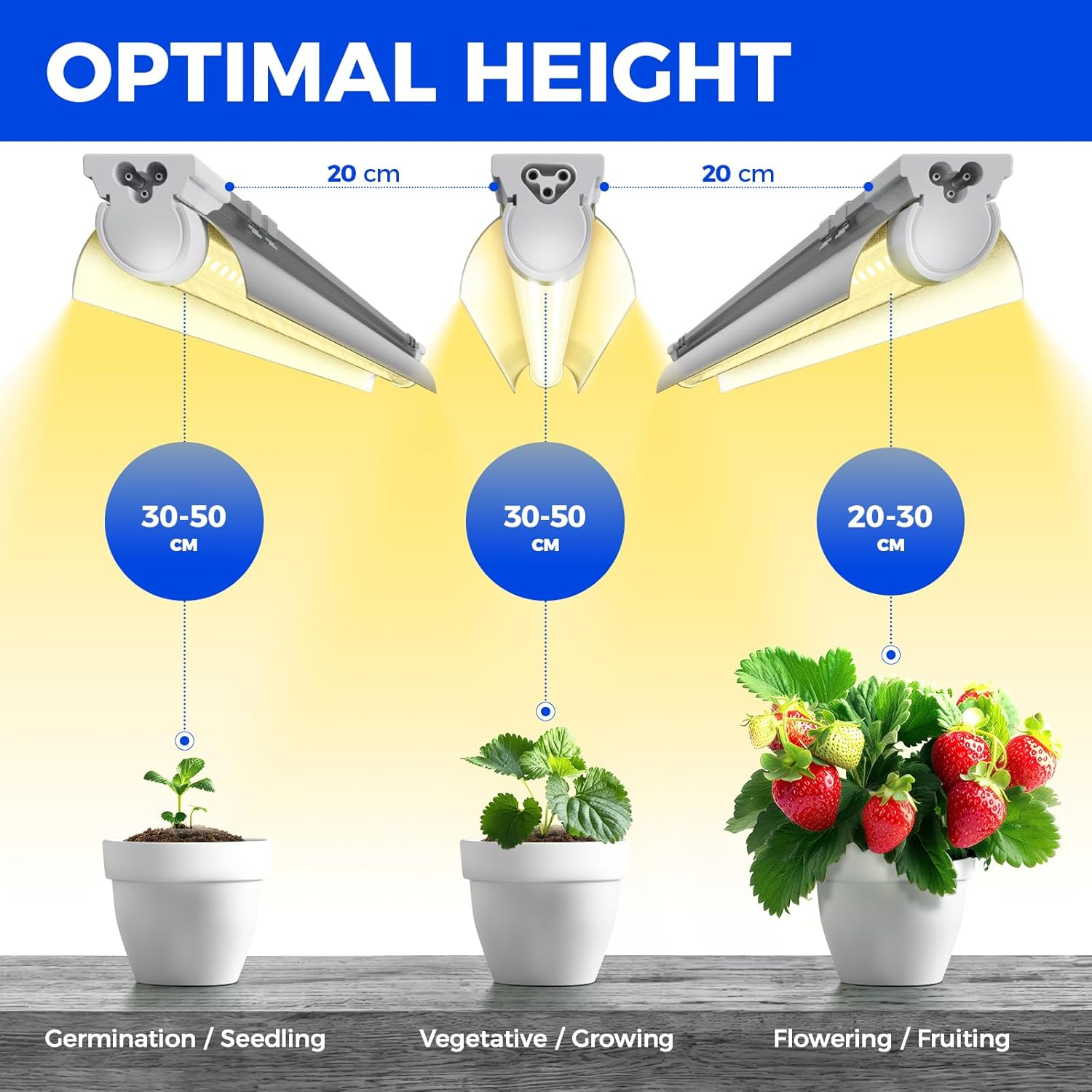 Barrina T8 2FT Indoor Plant Light, Yellow Full Spectrum LED Grow Light, 96W(4 X 24W), V-Shape LED Grow Light Strips, Indoor Greenhouse with Grow Light, 4 Packs
