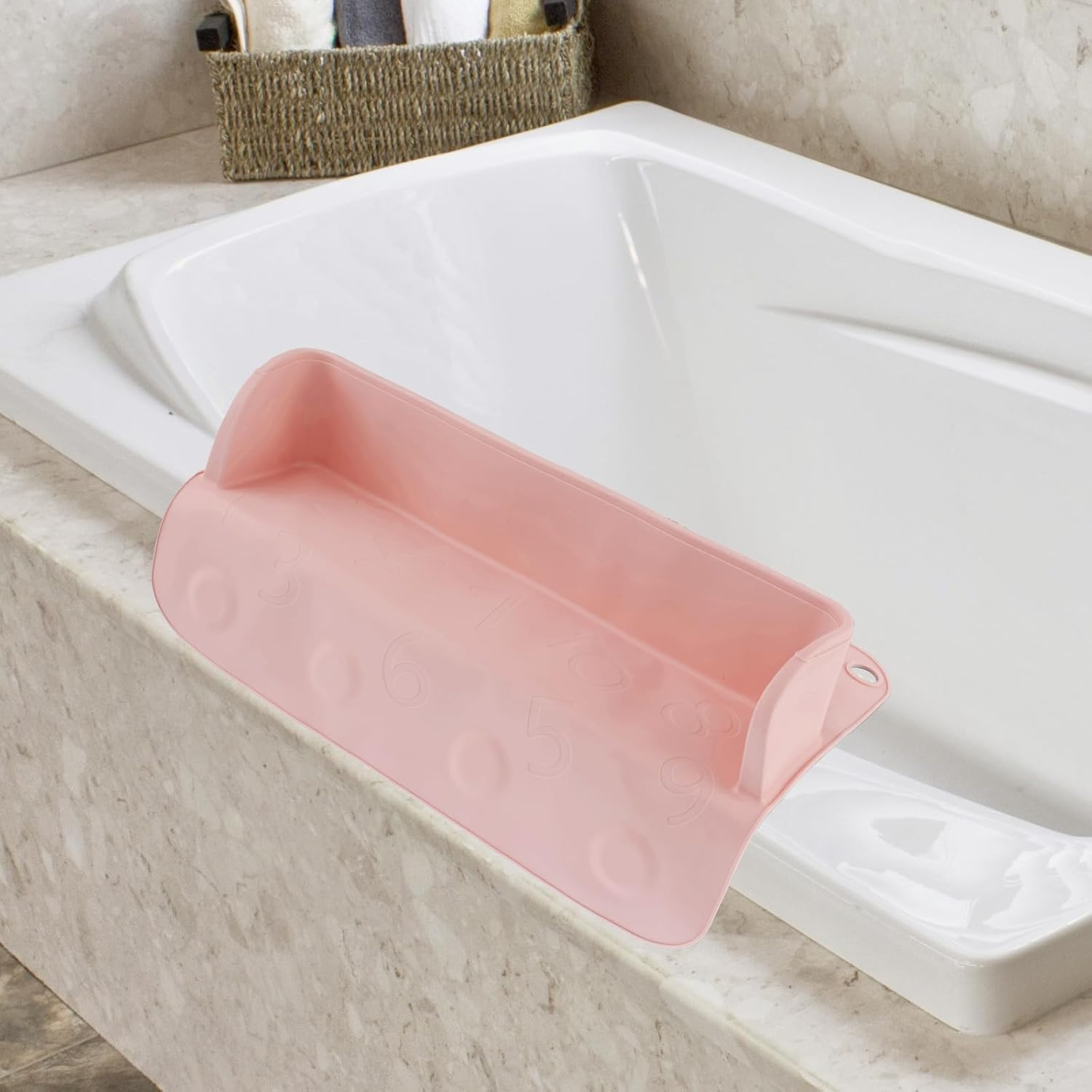 Limcryspp Bathtub Splash Guard, Silicone Children'S Bathtub Rack and Baby Bath Toys, Bathtub Water Protection Rack, Suitable for Young Children and Babies in (Pink) image number 5