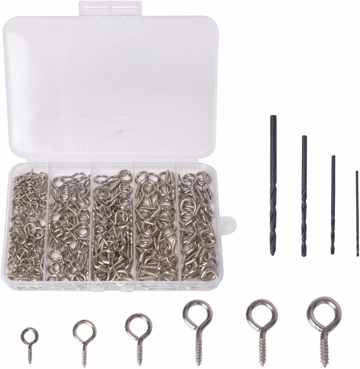Mariyandh 100PCS 1.1 Inches Silver Eye Hooks Screw Metal Eye Hooks Small Eyelet Screws(5#,100Pcs) image number 5