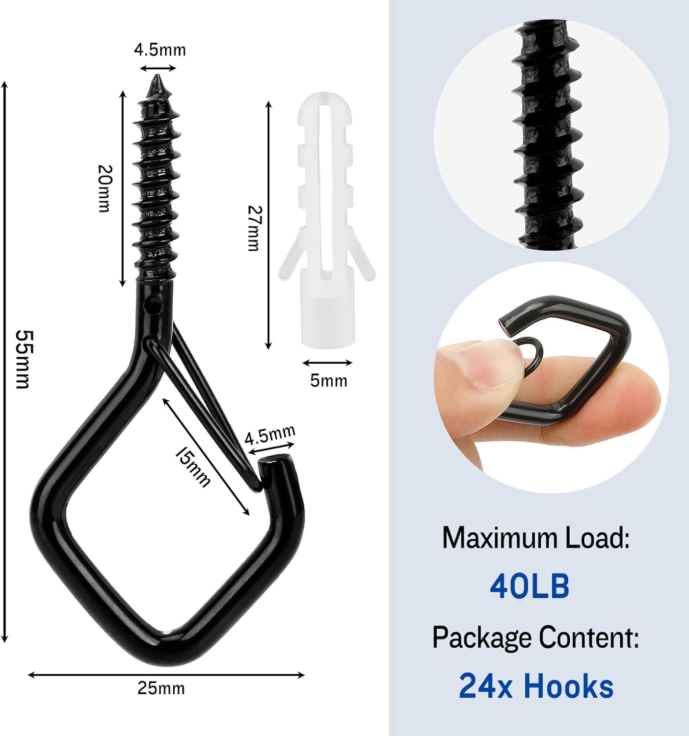 Hooks for Outdoor String Lights Ceiling 24Pcs Screw Hooks for Hanging Plants Hooks for Hanging Heavy Duty Hanging Hooks for Outdoor Outdoor Light Hooks Garland Hanger Hooks for Hanging Christmas Light image number 1