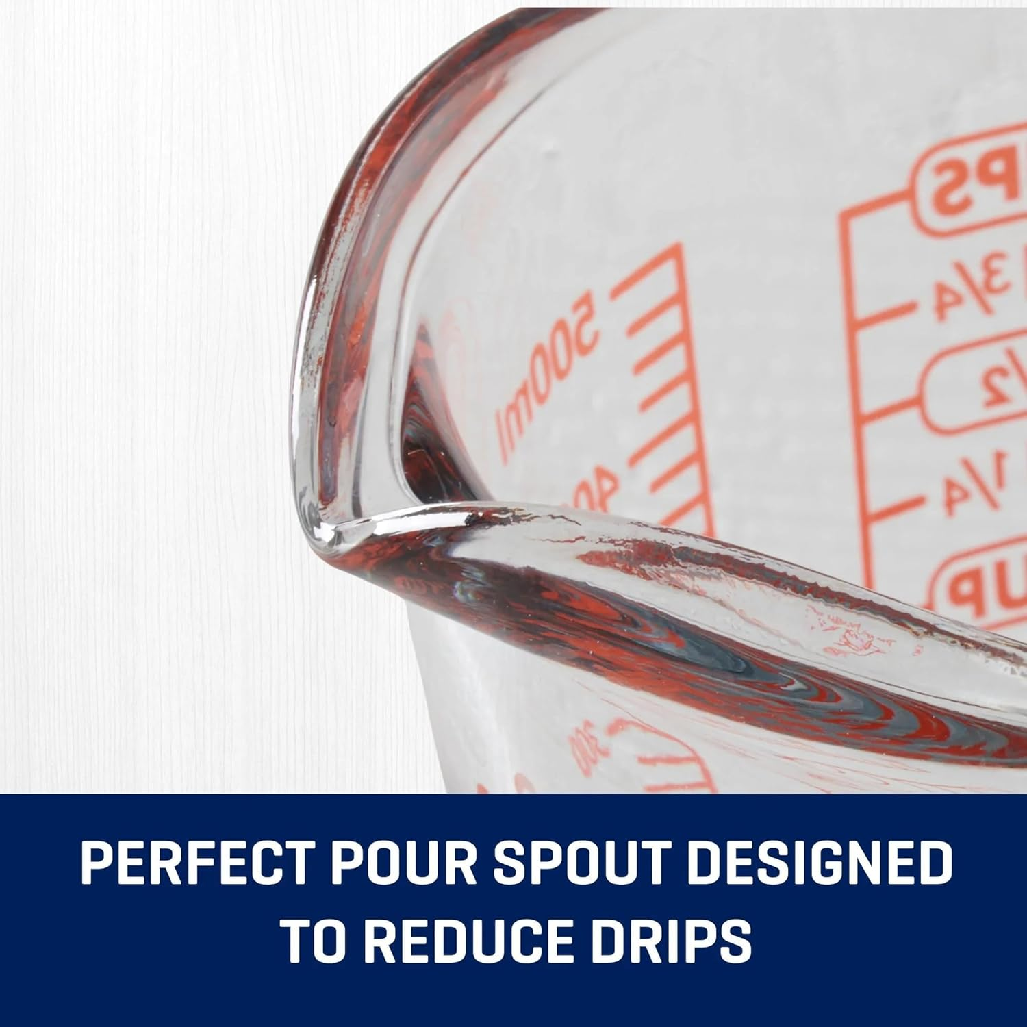 Anchor Hocking Small Measuring Jug &ndash; Durable Glass Cup with Easy-Read Markings, Open-Handle Grip and Smooth Pour Design &ndash; Microwave and Dishwasher Safe for Precise Kitchen Prep &ndash; 500 Ml Capacity image number 2