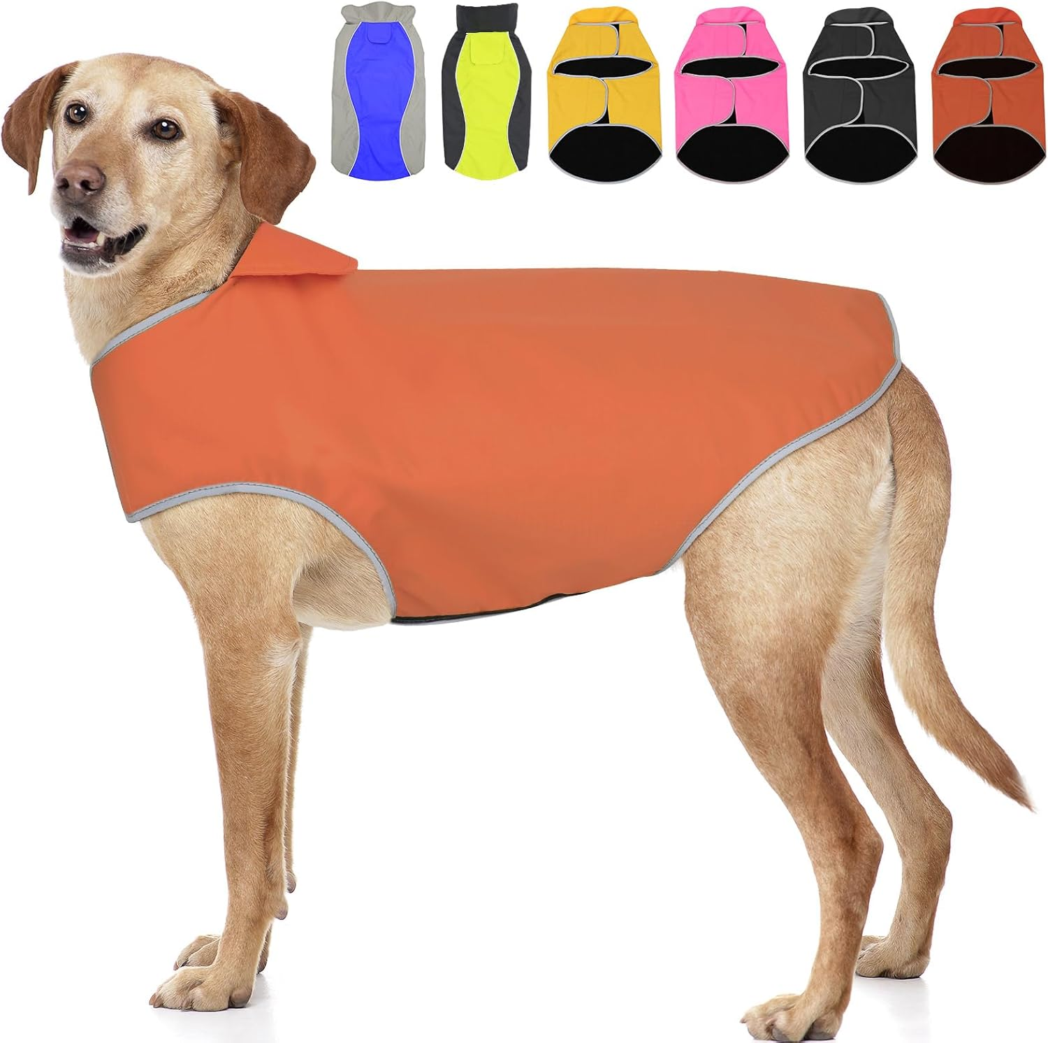 Dog Coats Waterproof-Lightweight Dogs Raincoat Adjustable Vest Reflective Pet Jacket Warm Dog Cloth (Green, X-Large)