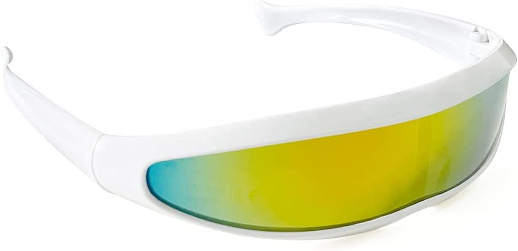 Cyclops Sunglasses, Futuristic Glasses Narrow Color Mirrored Lens Novelty Cool Glasses for Party Cosplay Robot Space Costume, Yellow/Blue