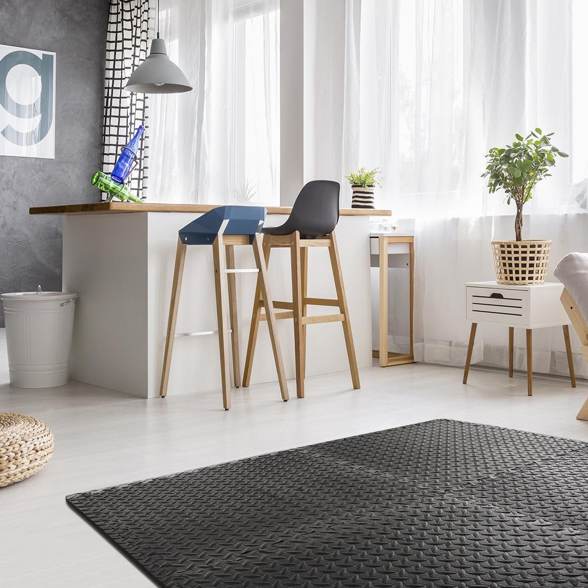 [8PCE] Ideer Life Eva Puzzle Mat &ndash; 4X2M, Black, Level up Your Workout with Durable & Non-Slip Surface - Ideal for Pilates, Gym & Home Equipment &ndash; 60 X 60 X 2.0Cm image number 1