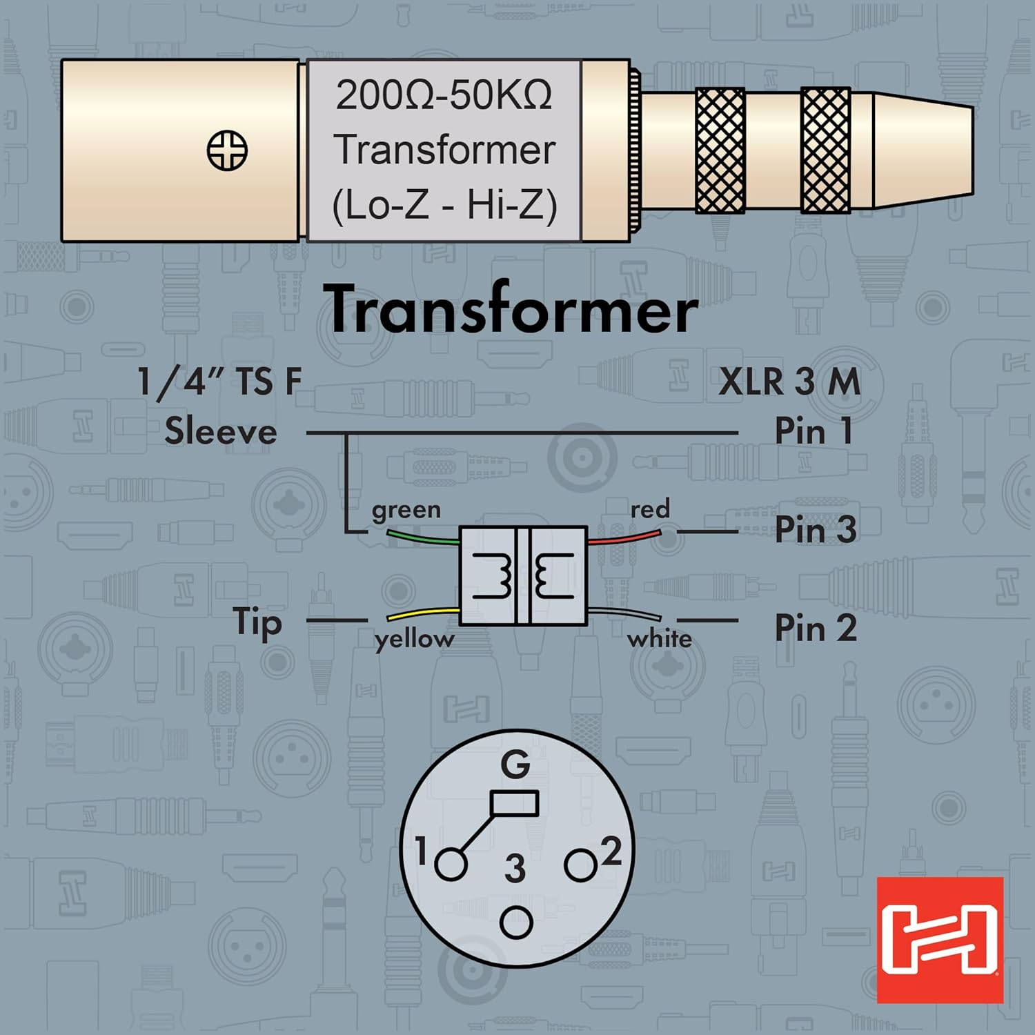 Hosa 1/4-Inch TSF to XLR3M Impedance Transformer image number 1