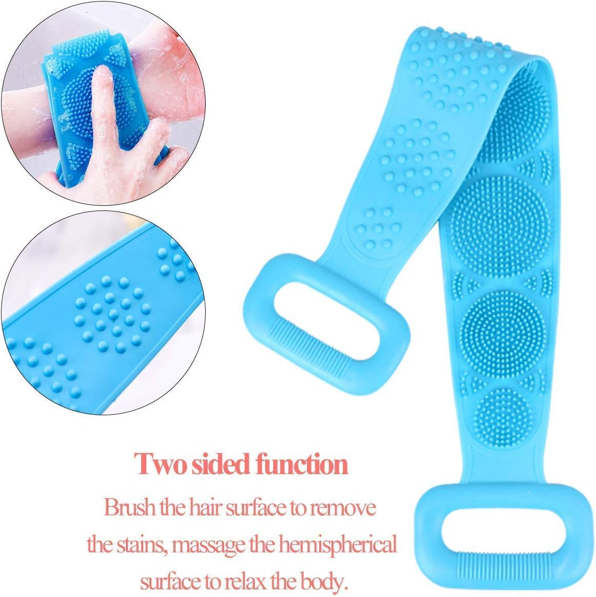 Cyrox Silicone Back Scrubber Belt Soft Body Massage | Brush Scrubber Belt Soft Body Massage Cleaning Exfoliating Bath Brush (Assorted Color) image number 1