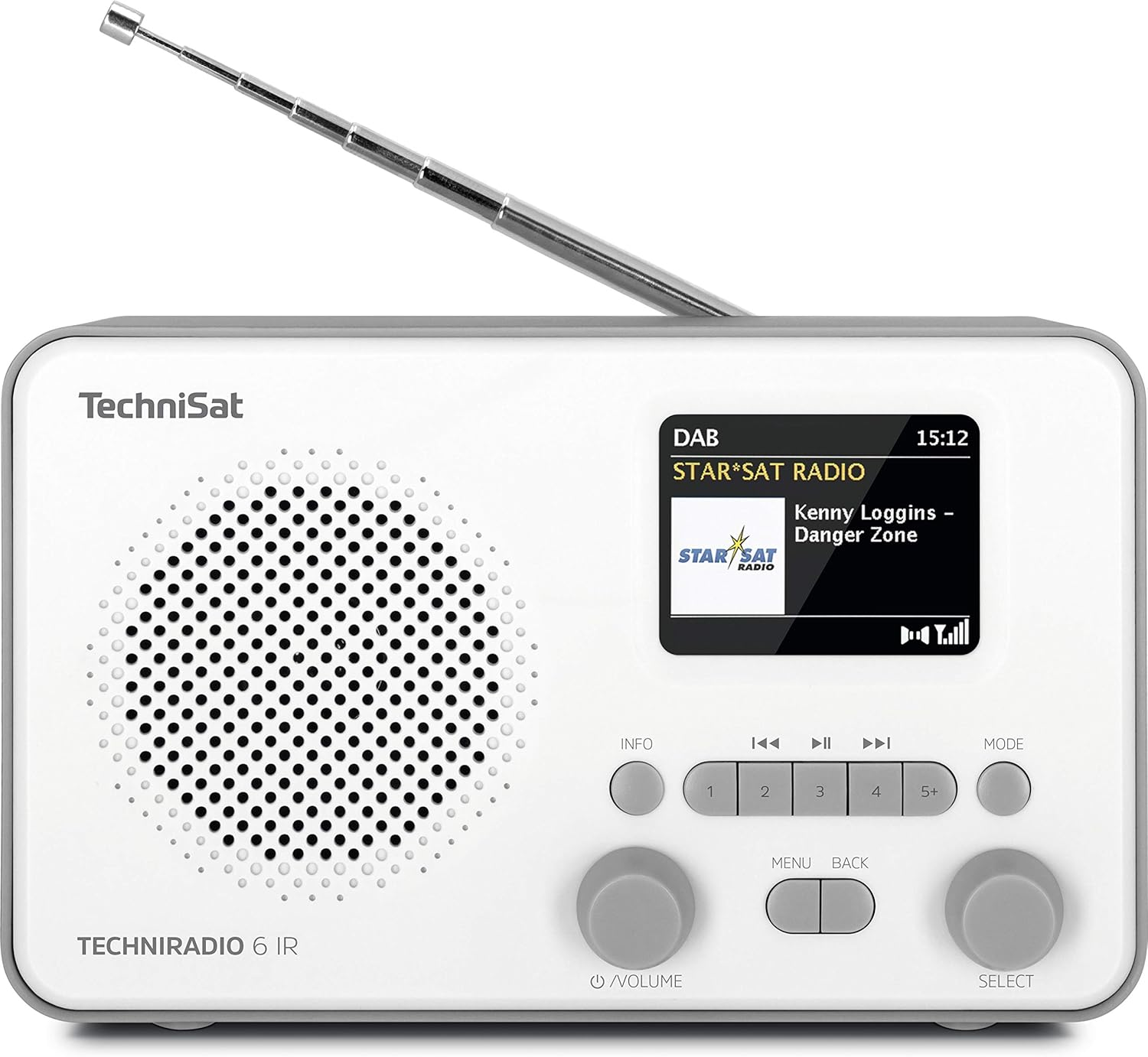 Technisat TECHNIRADIO 6 IR - Portable Internet Radio (DAB+, FM, Wifi, Bluetooth, Colour Display, Alarm Clock, App Control, Favourite Memory, 3 Watt RMS) Grey/White image number 2