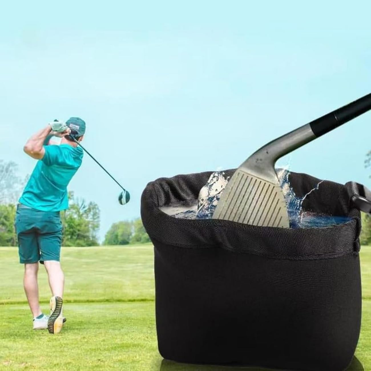 WADY Golf Club Wash Bag Waterproof & Detachable Golf Ball Cleaner Pouch with Lightweight Design Golf Club Cleaning Accessory for Clubs & Balls