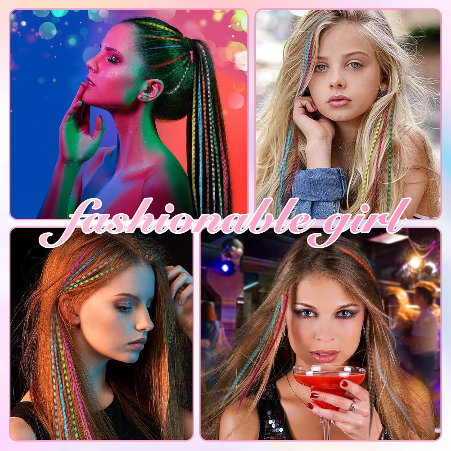 Hair Strands for Clip-In Hair Extensions, 52 Pieces, Hair Extensions, Clip-In Extensions, Colourful Hair Strands, Hair Extensions, Hair Extensions for Girls and Women image number 3