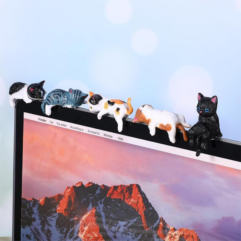 5Pcs Cat Car Accessories, Mini Cute Dashboard Decorations & Rear View Mirror Ornaments,Set of 5 (Black, Orange, White) for Women & Girls image number 3