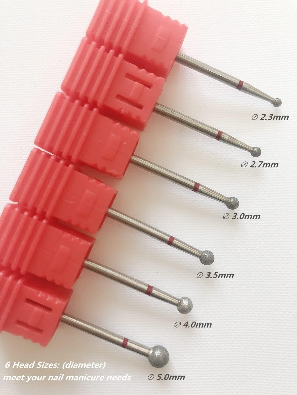 SQULIGT 6Pcs Nail Drill Bits, Ball Head 3/32'' Cuticle Clean Nail Bit for Electric Nail File Machine, Suitable for Acrylic Manicure Pedicure Cuticle Gel Polishing, Nail Salon Supply image number 3