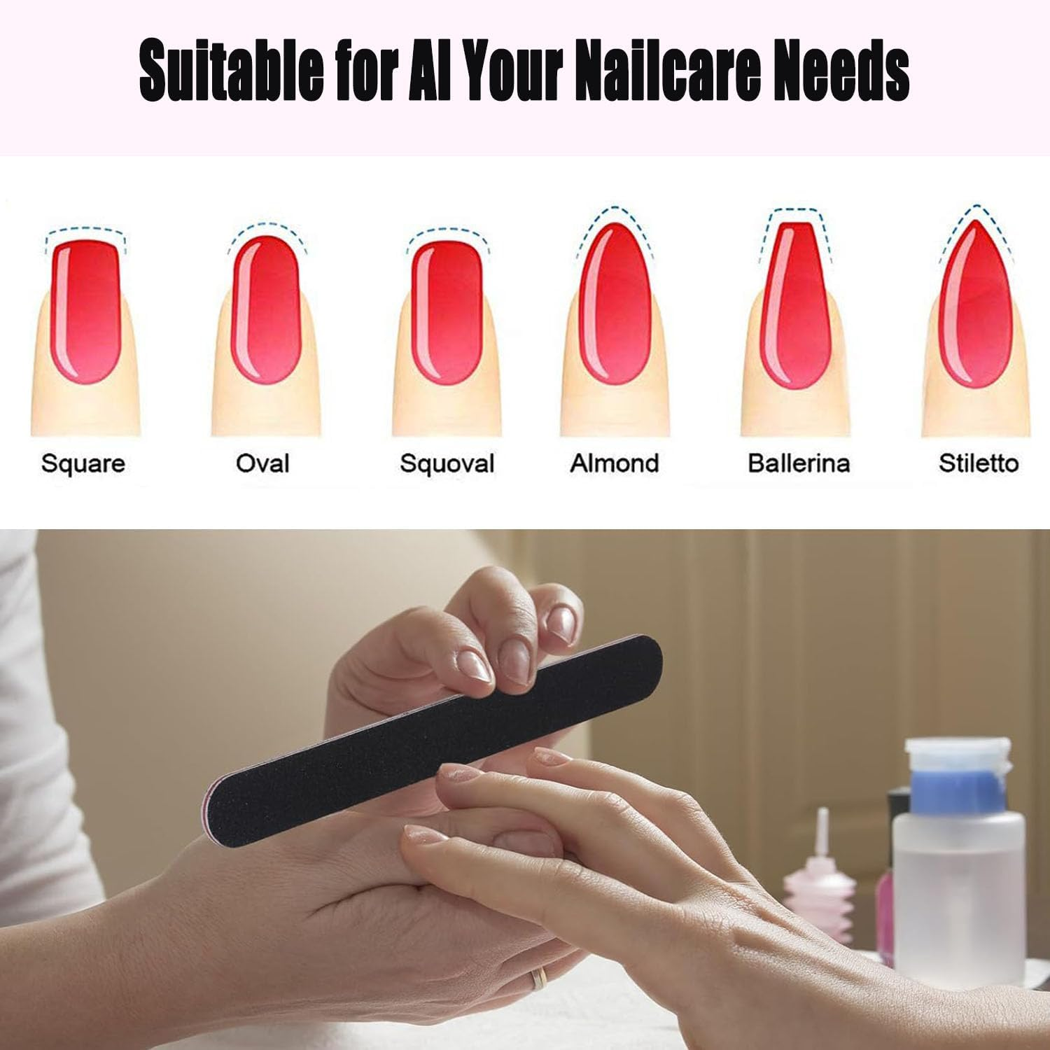 25 Pcs Professionelle Double Sided 100/180 Grit Nail Files,Black Emery Board,Polishing Board for Grinding Edge Burrs and Adjusting Shapes after Trimming,Salon & Home Use,Manicure & Pedicure Tools image number 4