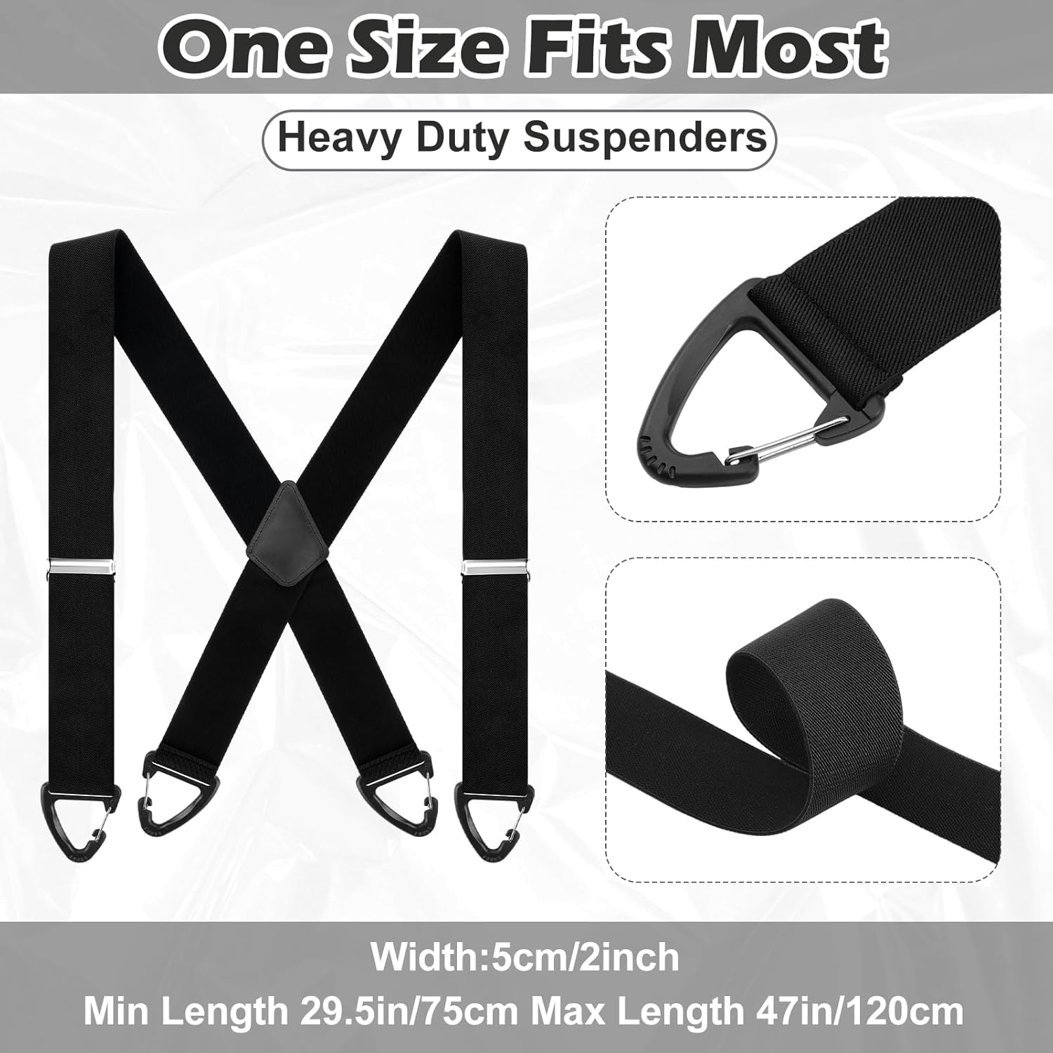 Chicingyou 2 Inches Wide Men'S Heavy Duty Suspender Hidden Work X Back Tool Adjustable Suspenders with Clips for Men under Clothes Shirt Jeans Pants