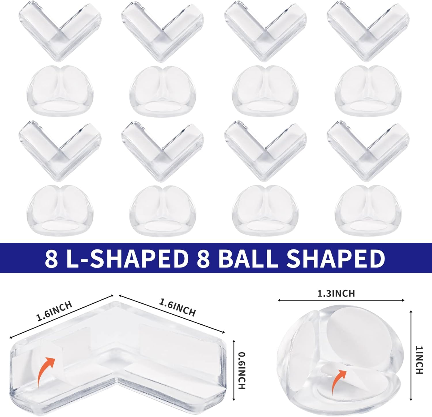 Baby Corner Protectors, Pack of 16 Corner Protection Edges, Baby Edge Protection, Transparent, Self-Adhesive Table Edge Protection, Corners, Table Corner Protectors, Children for Furniture, Protects image number 6