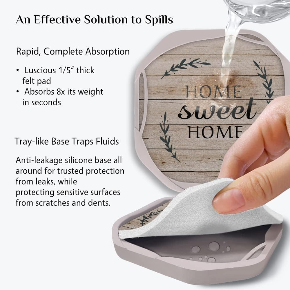 UMIRRO Absorbent Drink Coasters, Housewarming Gifts for New House, Sweet Home Decor, Rustic Farmhouse Coffee Table Centerpiece, Small Ideas for Women Mom Her Men Dad Him, 4", Set of 6