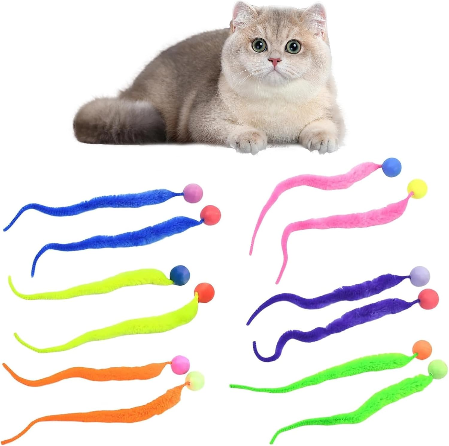 PAKESI 4 Wobble Balls for Cats, Interactive Cat Toy, Pet Toys, Cat Stuff, Wobble Balls, Fun Bouncing Balls, Interactive Toy for Indoor Use, Long Tail Ball, Cat Toy for Training image number 5