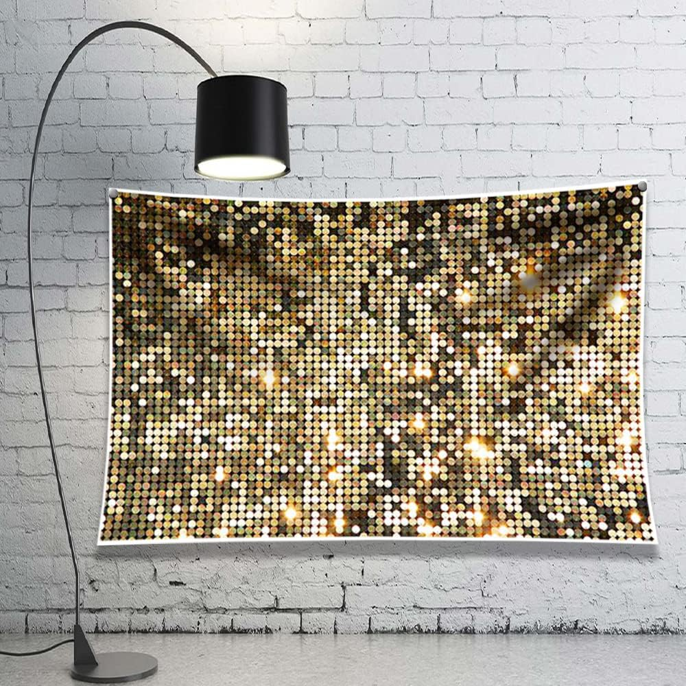 Glitter Photography Backdrop 1.5X1M/4.9X3.3Ft, Golden Spots Party Backdrop, Foldable Soft Vinyl Fabric Photo Background, Sequin Backcloth for Party Wedding Decoration (Style A) image number 3