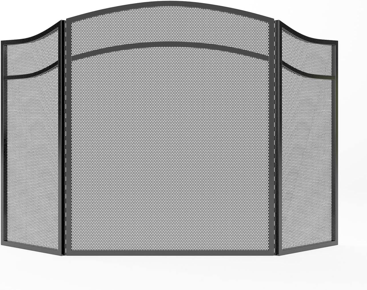 Lizh Fireplace Screen with Arch Frame 3 Panels, Steel Mesh Simple Design Fireplace Screen image number 3
