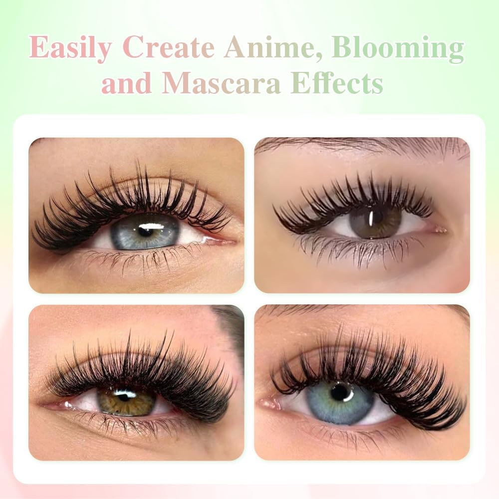 NAGARAKU Bouquet Eyelashes Extensions Air Series Premade Volume Spike Lashes 0.07Mm C Curl 8Mm-15Mm Mix Length Roots with Light Glue Fan/Wet Set/Anime/Manga Styles Lashes image number 5