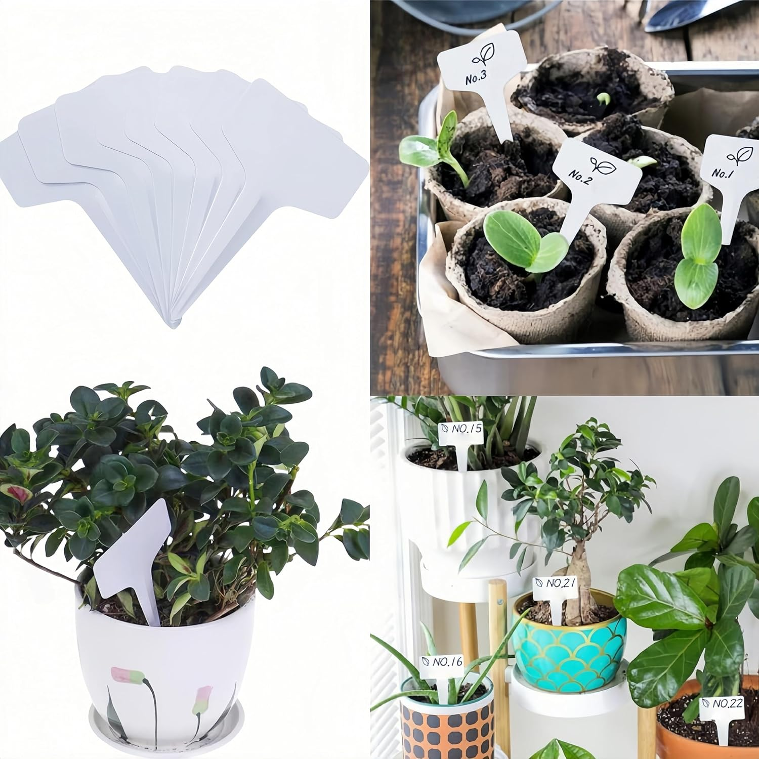 100 Pcs Plant Tags,Wizefolk Plastic T-Type Nursery Garden Labels,Waterproof Re-Usable Garden Markers,For Seed Potted Herb Flower Vegetable image number 1