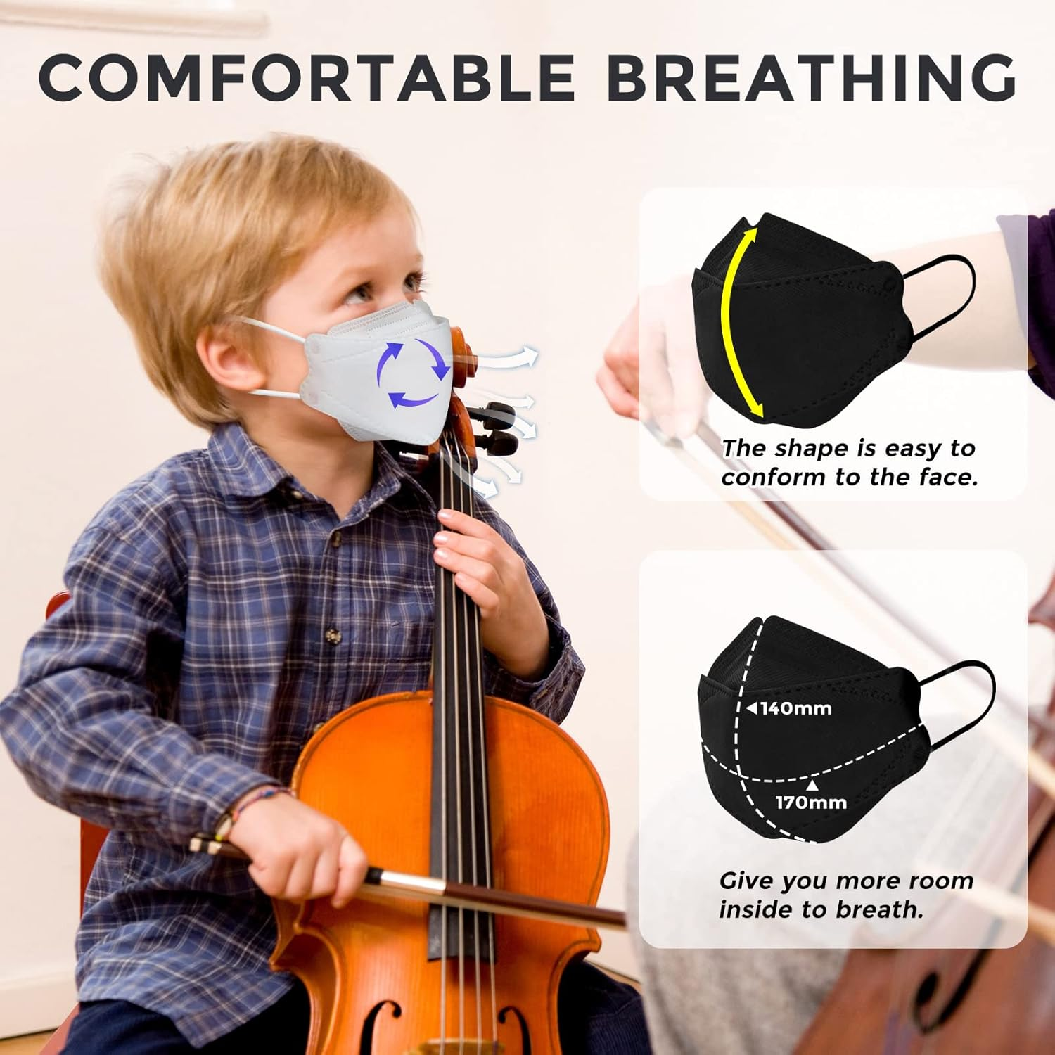 KF Design Kids Mask for Children (3-8 Years), 20 Packs Colored Mask Individually Wrapped, Kid Sized Disposable Fitting Folded Mask for Boys Girls with Small Face 4 Layer Filter, Child Mask Cover Soft Comfortable Breathing with Adjustable Nose Clip