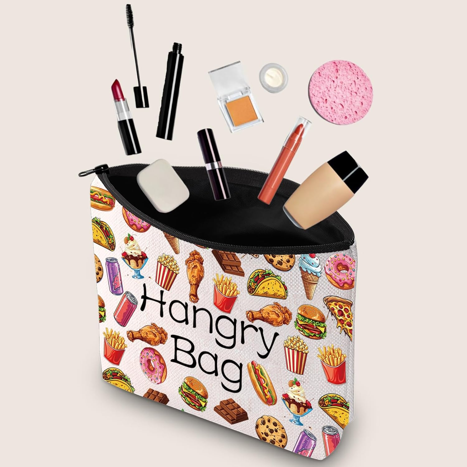 JXGZSO Funny Foodie Gift Hangry Bag Snack Travel Makeup Bags Emergency Snacks Food Storage Bag Snack Lover Gift image number 5
