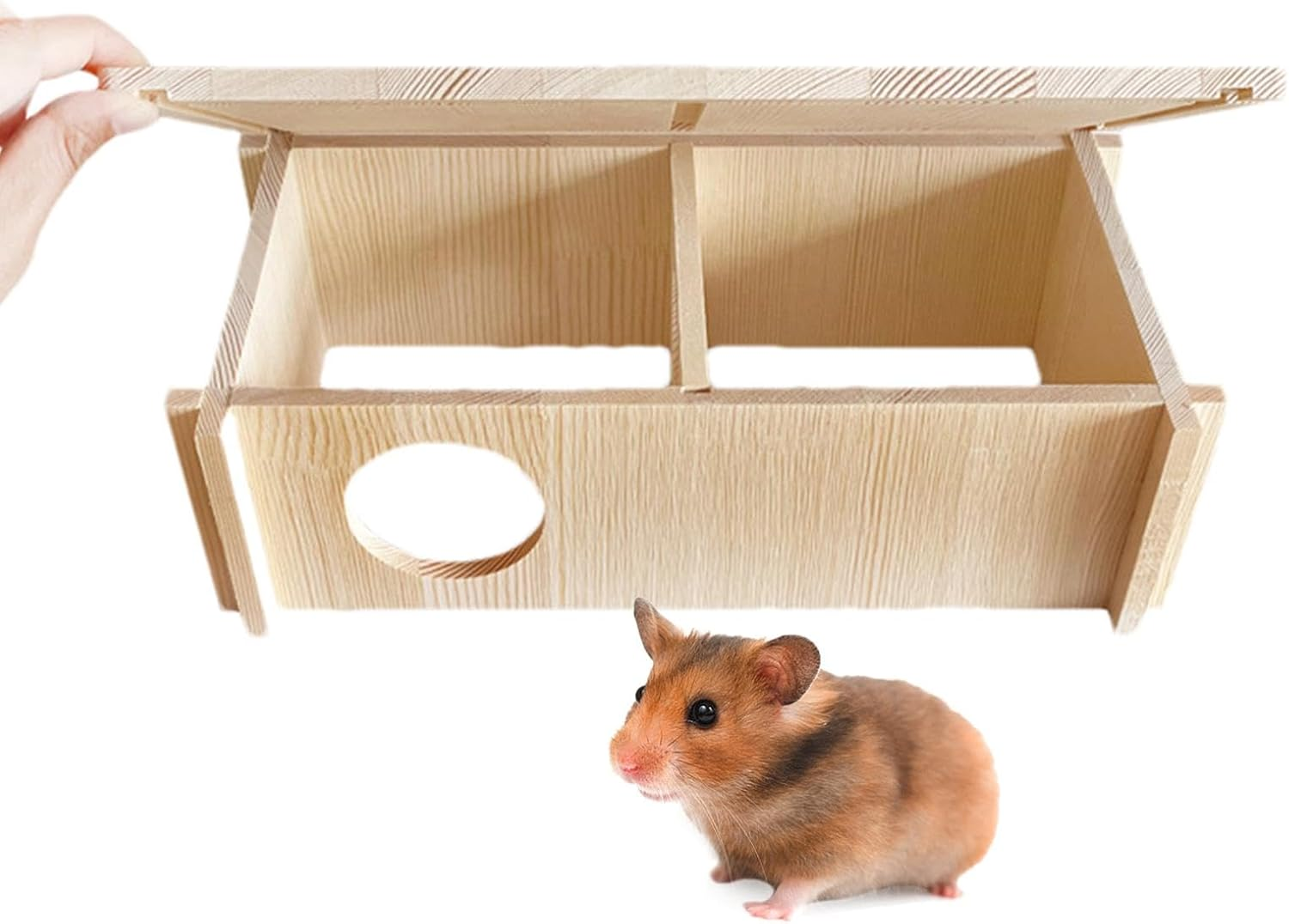 Multi-Chamber Hamster House Maze,Rectangle 2-Room Large Hamster Multi Chamber | Small Pets Woodland House for Dwarf Hamsters, Syrian Hamsters, Gerbils, Hedgehogs, Mice image number 4
