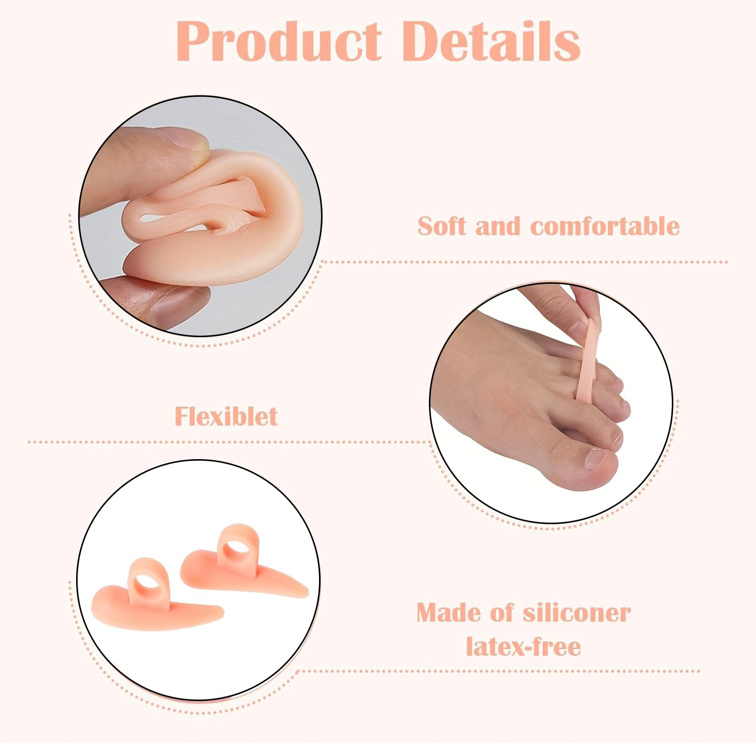 Hammer Toe Corrector for Women & Men | Gel Toe Spacers & Separators | Realign Bent, Crooked, Curled, Claw, Hammertoes | Soft Support for Straightening image number 3