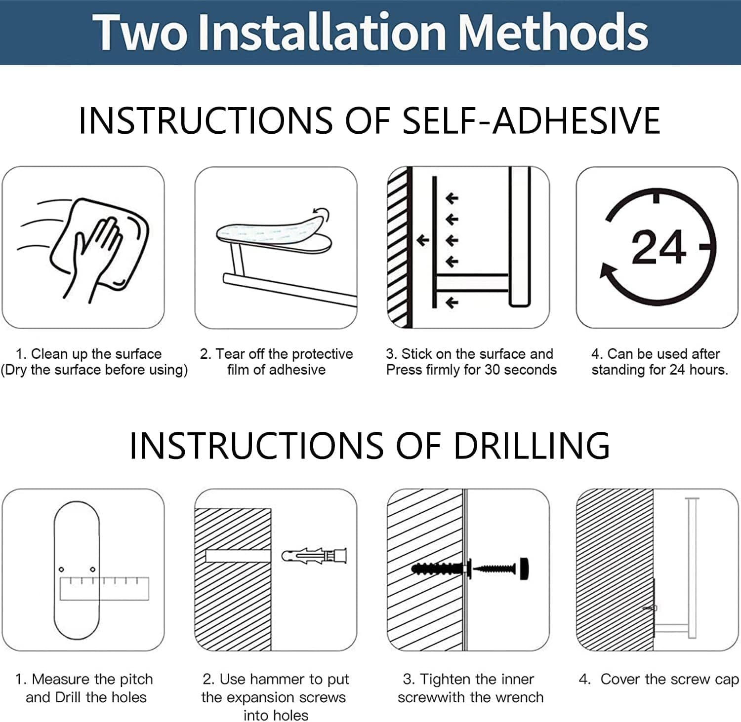 Paper Towel Holder under Cabinet, Single Hand Operable, Self-Adhesive or Drilled Paper Towel Holde Wall Mount for Kitchen/Bathroom/Toilet (Style 1) image number 4