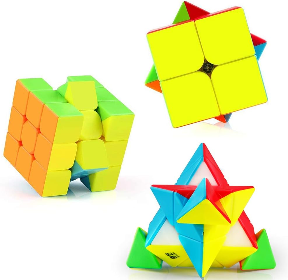 D-Fantix Qiyi Stickerless Speed Cube Set, Qidi S 2X2 Warrior W 3X3 Qiming Pyramid Magic Cube Puzzle Toys image number 3