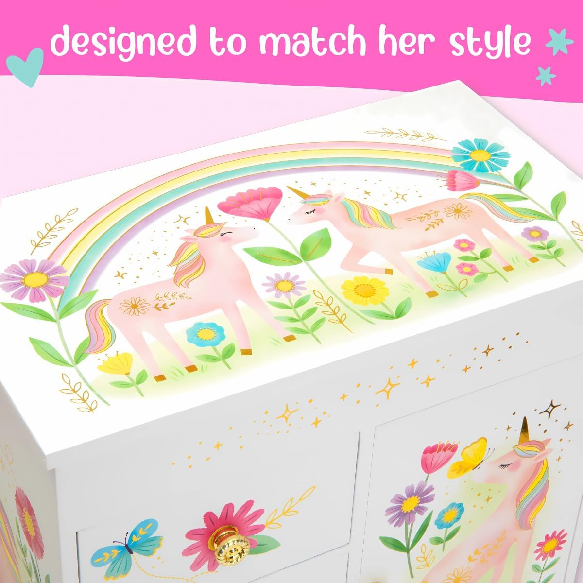 Musical Princess Jewellery Box for Girls - Kids Dancing Princess Music Box with Mirror, Fairytale Gifts for Little Girls, Jewellery Boxes, Childrens Birthday Gift, Ages 3-10 image number 2