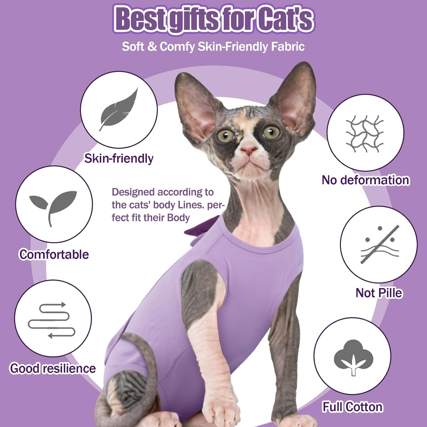 DENTRUN Cat Recovery Suit, Cat Onesie for Post Spay Surgery Vest Female Kitten Shirts anti Licking Suit, Cat Premium Soft Vest Cone E-Collar Alternative Neuter Surgical Suit for Male Cats Apparel image number 4